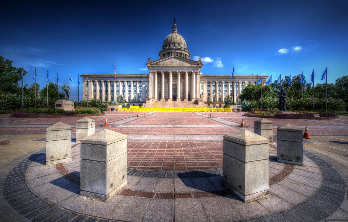 Фото обои HDR, площадь, США, дворец, капитолий, Oklahoma State Capitol