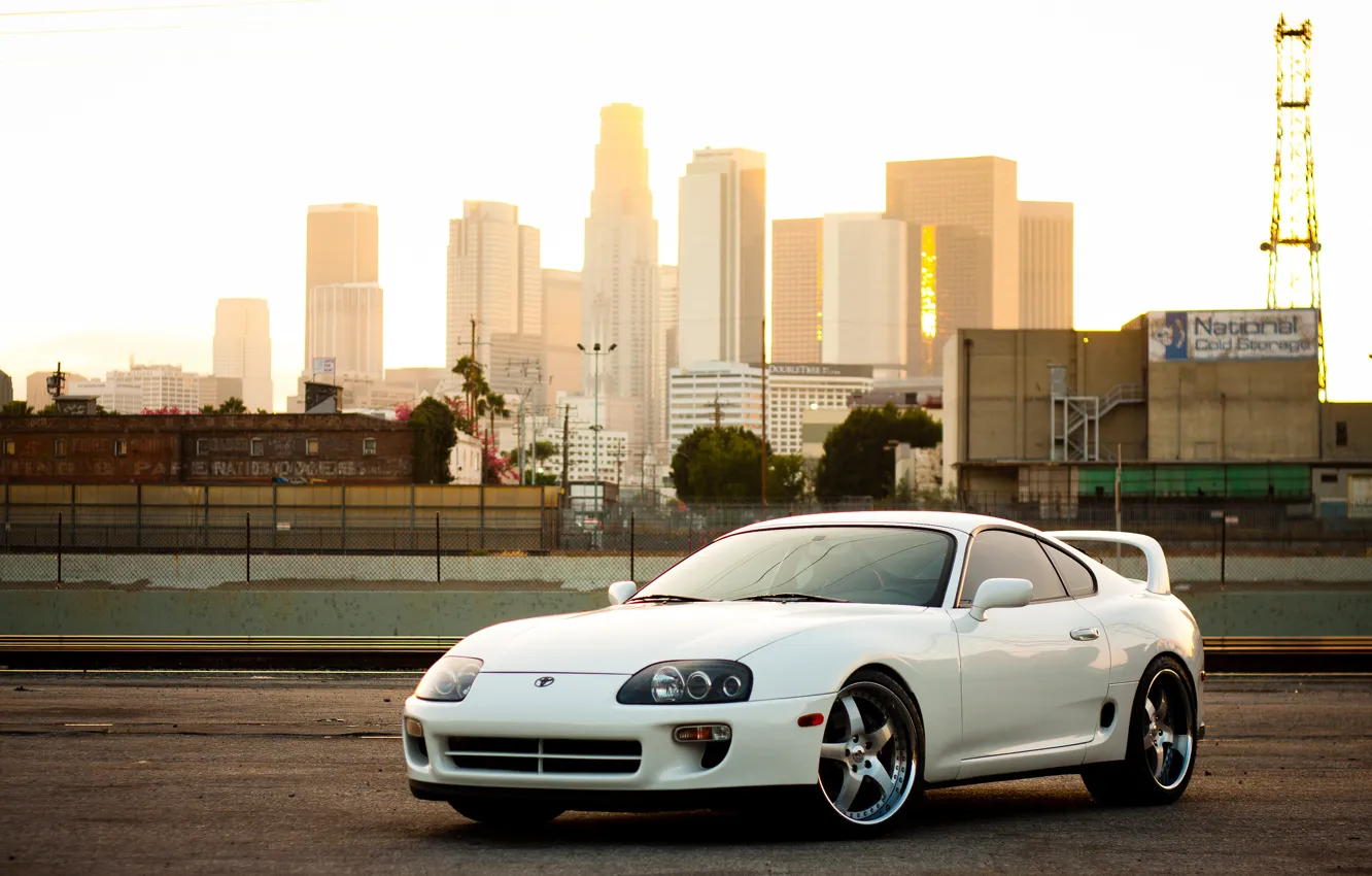 Фото обои город, железная дорога, белая, white, supra, toyota, тойота, railway