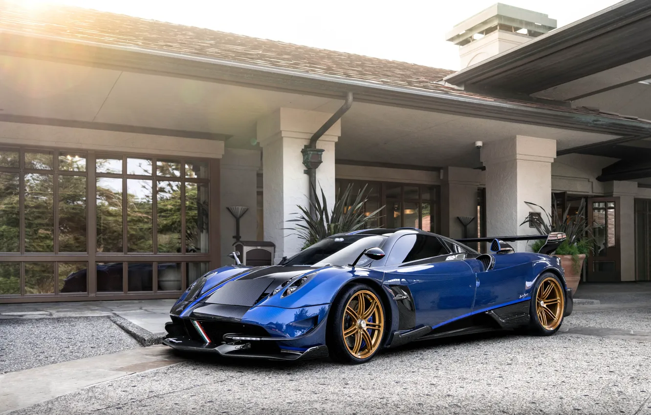 Фото обои Pagani, Blue, Black, Italia, Huayra, Pininfarina