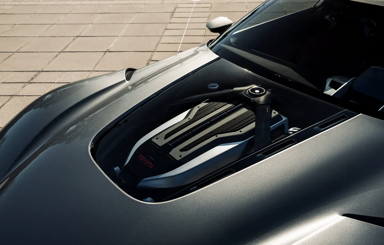 Фото обои серый, двигатель, капот, Toyota, 2014, графитовый, FT-1 Concept