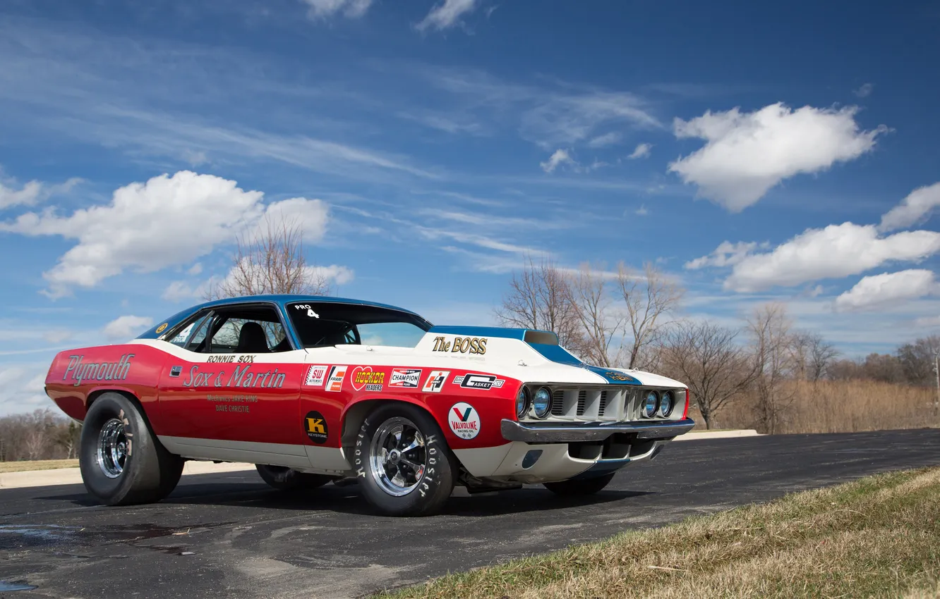 Фото обои 1971, Plymouth, плимут, Cuda, Hemi, Race Car