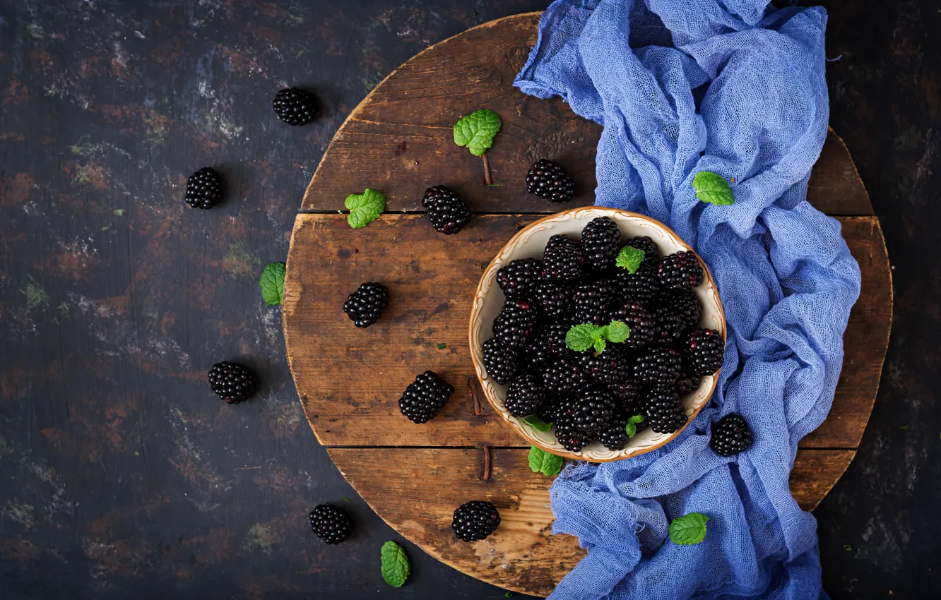 Фото обои ягоды, fresh, wood, ежевика, blackberry, berries