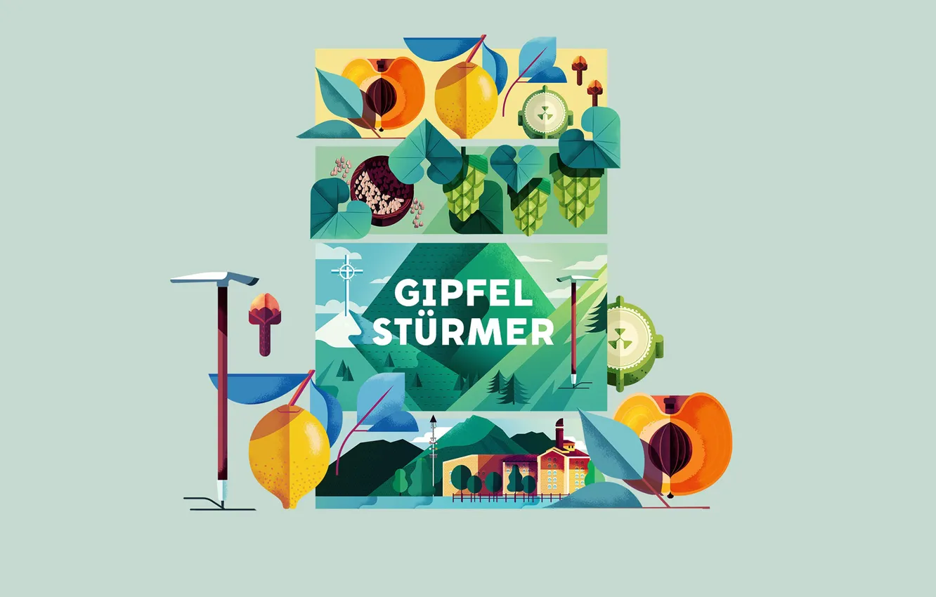 Фото обои листья, дома, плоды, Кирка, Stiegl x Beer