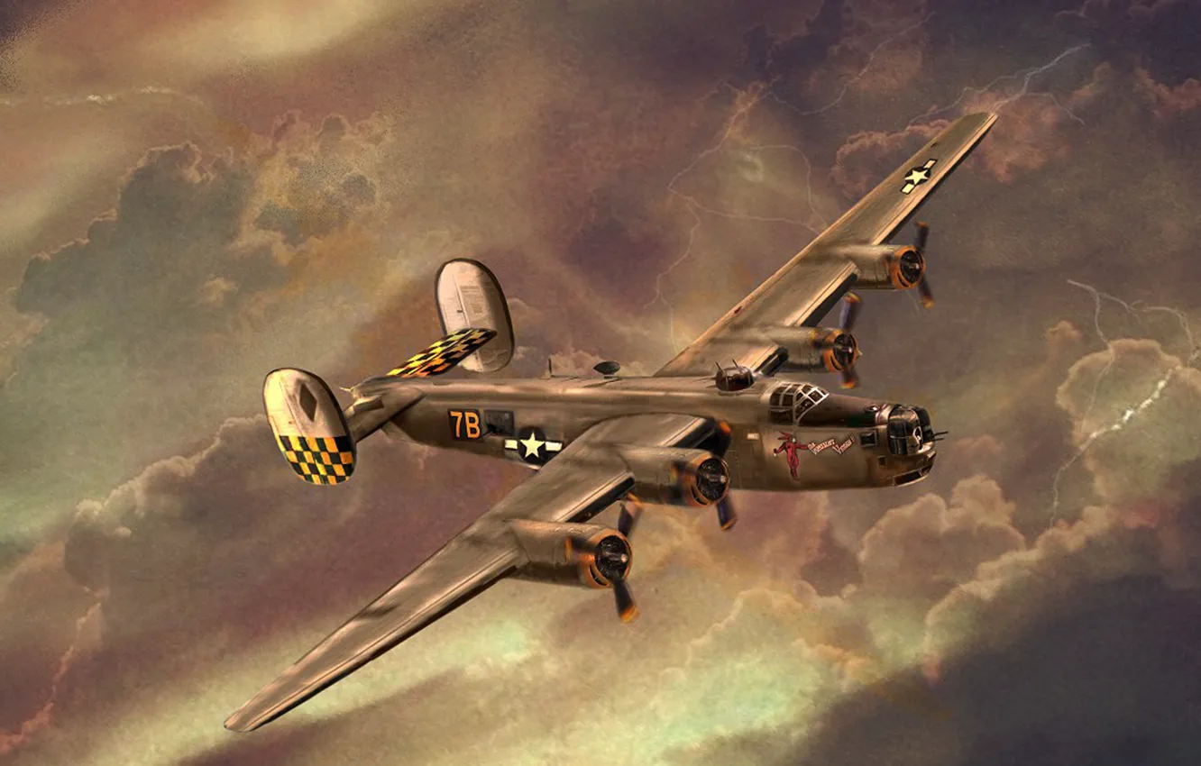 Фото обои Artwork, B-24, тяжёлый бомбардировщик, Сonsolidated