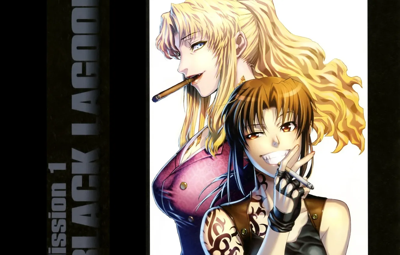 Фото обои тату, Black Lagoon, Revy, сигара, крутые, адская ухмылка, Пираты Черной лагуны, Balalaika