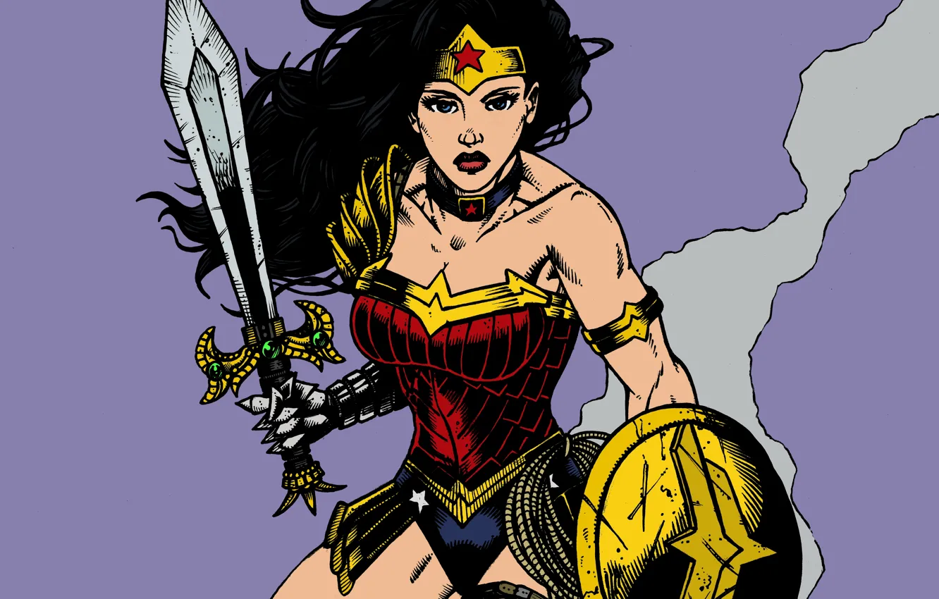Фото обои Wonder Woman, DC Comics, Диана, Diana, Чудо-женщина, Амазонка