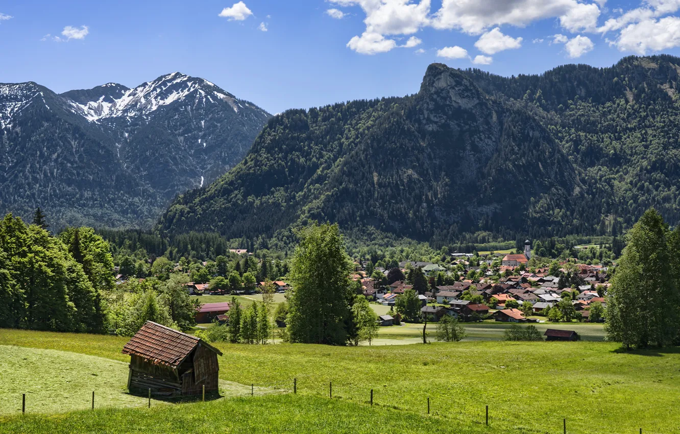 Фото обои горы, Германия, Бавария, Oberammergau