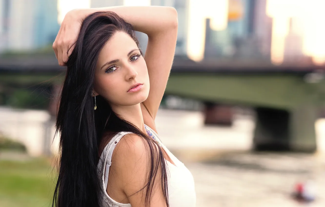 Фото обои взгляд, портрет, боке, Katy