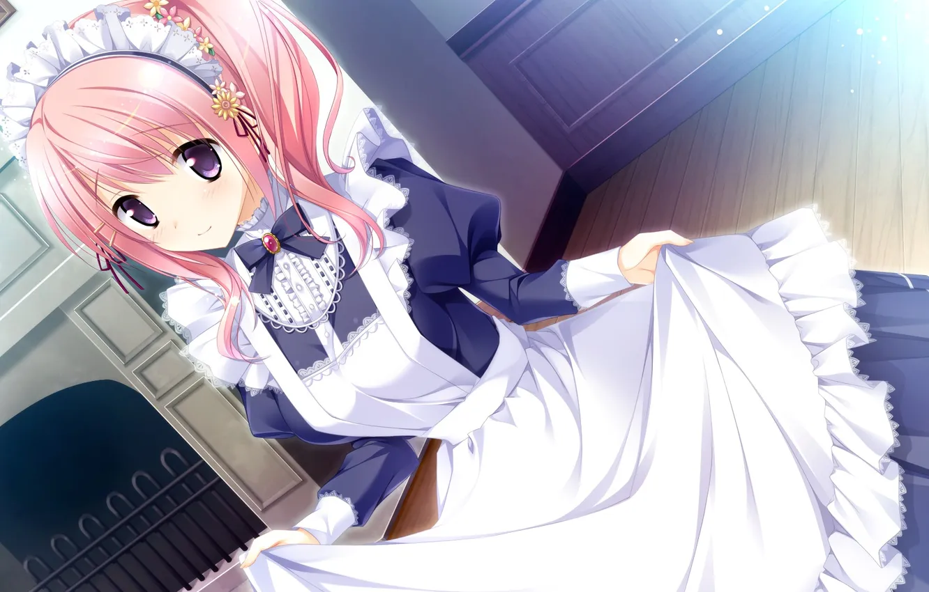 Фото обои Горничная, Smile, Sakura Mau Otome no Rondo, Game CG, Kotomine Manami