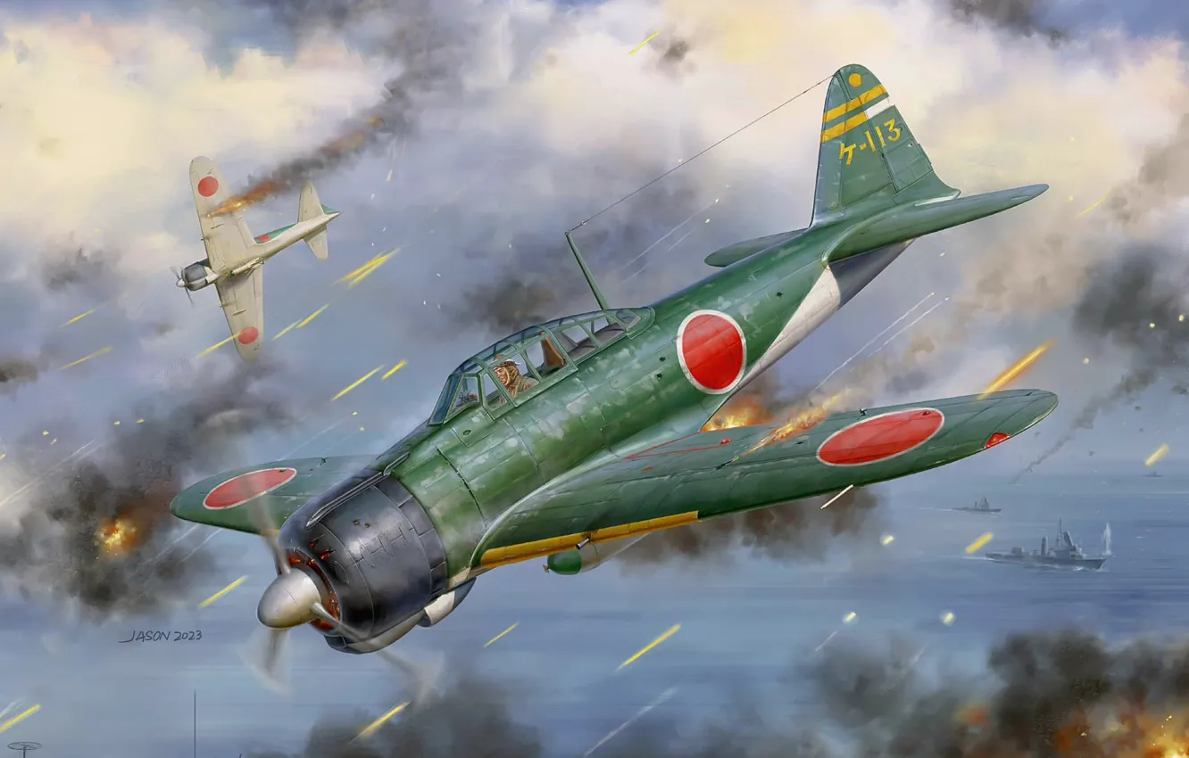 Фото обои япония, jason, Авиация, Mitsubishi A6M2 "Zero" Fighter w/interior, Border Model