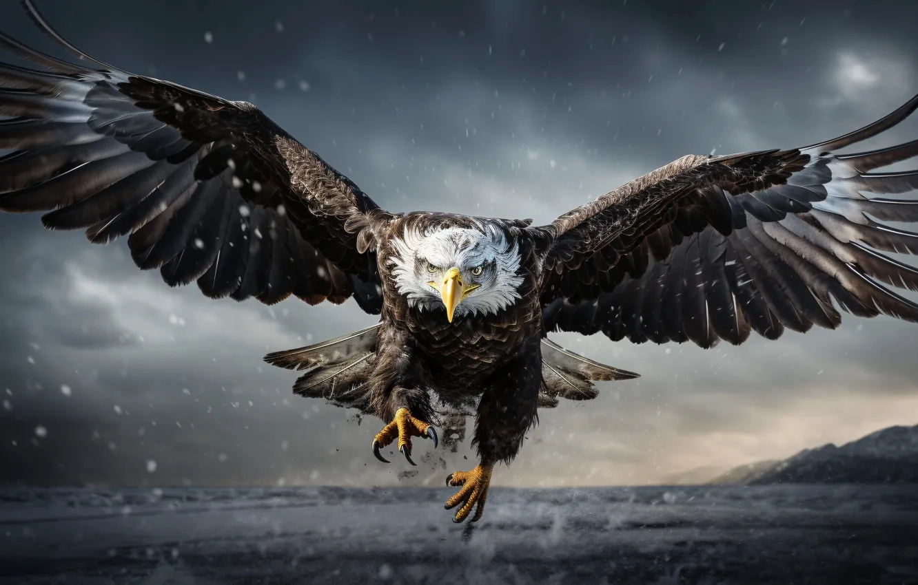 Фото обои widescreen, animals, snow, birds, neural network