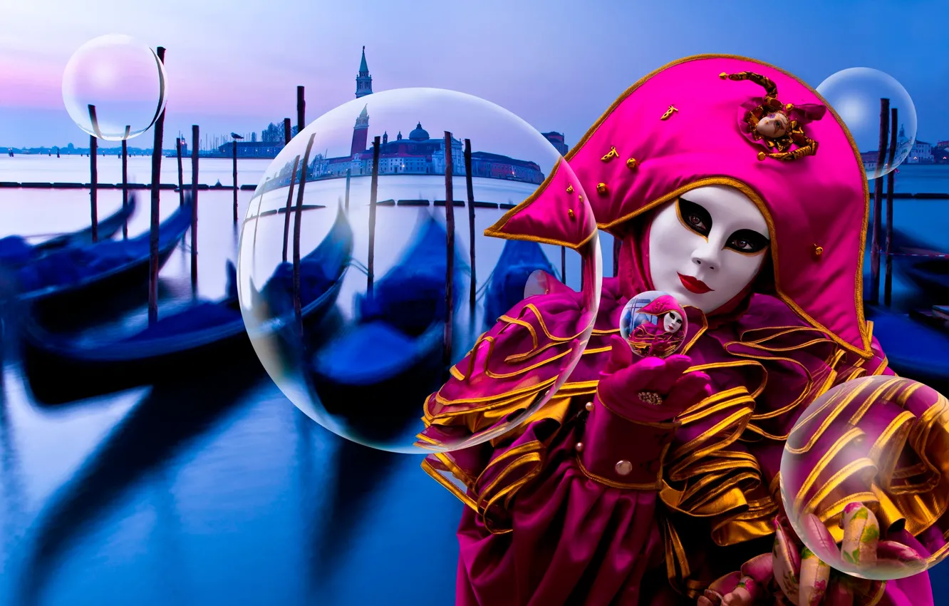 Фото обои маска, костюм, Венеция, Floating in Venice