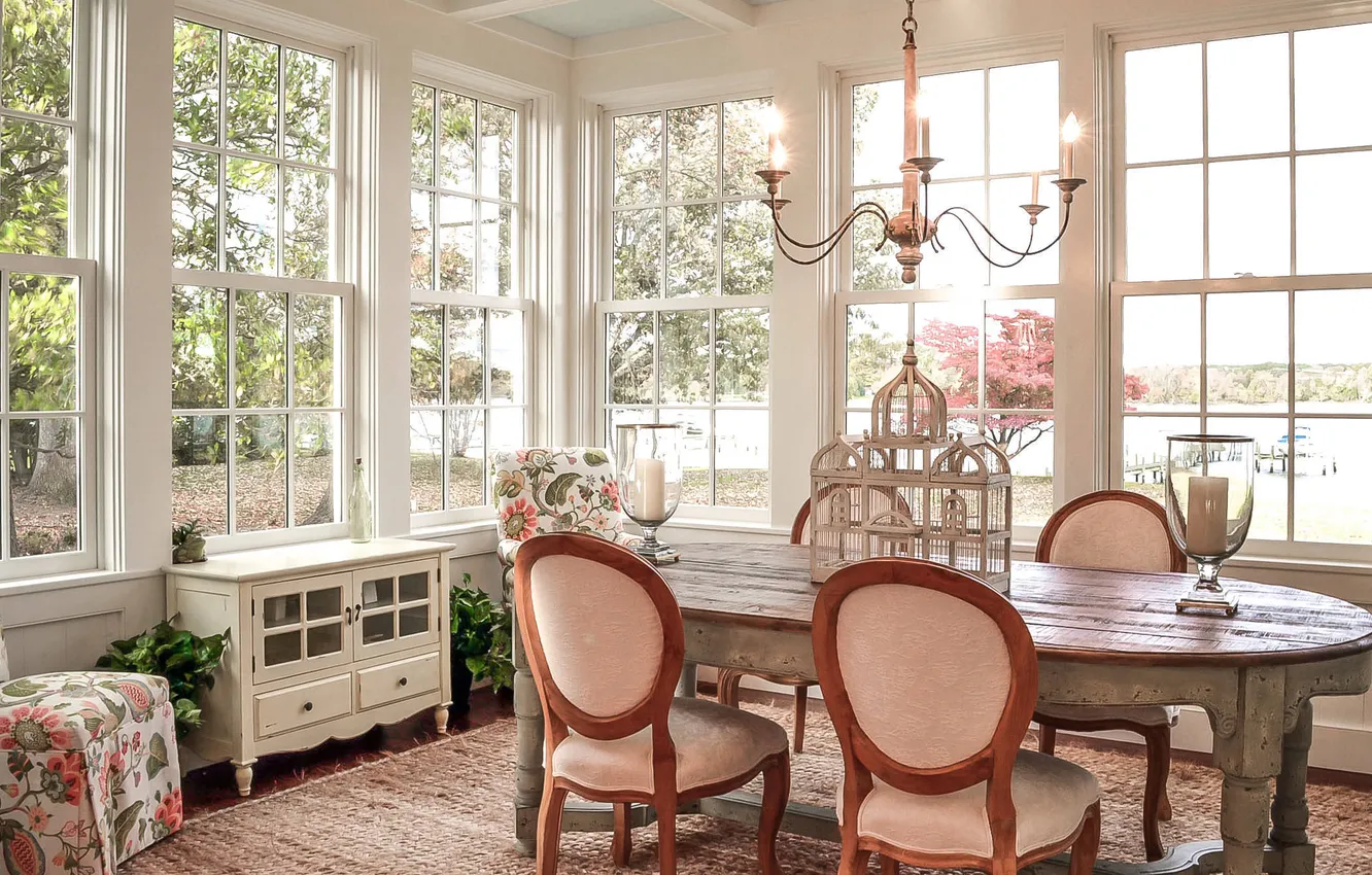 Фото обои интерьер, Cozy, уютная столовая в стиле шебби-шик, Shabby Chic Dining Room, впечатляющий дизайн, Design Will …