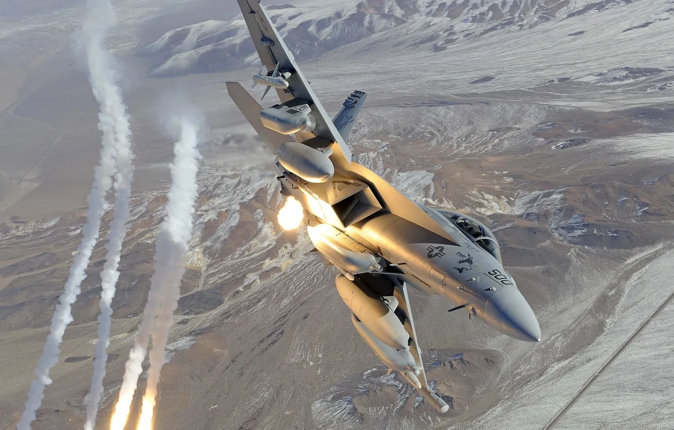 Фото обои Boeing, USA, Air Force, Airplane, Military, Fighter, Boeing EA-18 Growler