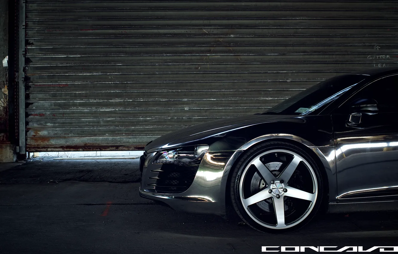 Фото обои Audi, оптика, бампер, Chrome, CW-5, Concavo Wheels, Matte Black Machined Face