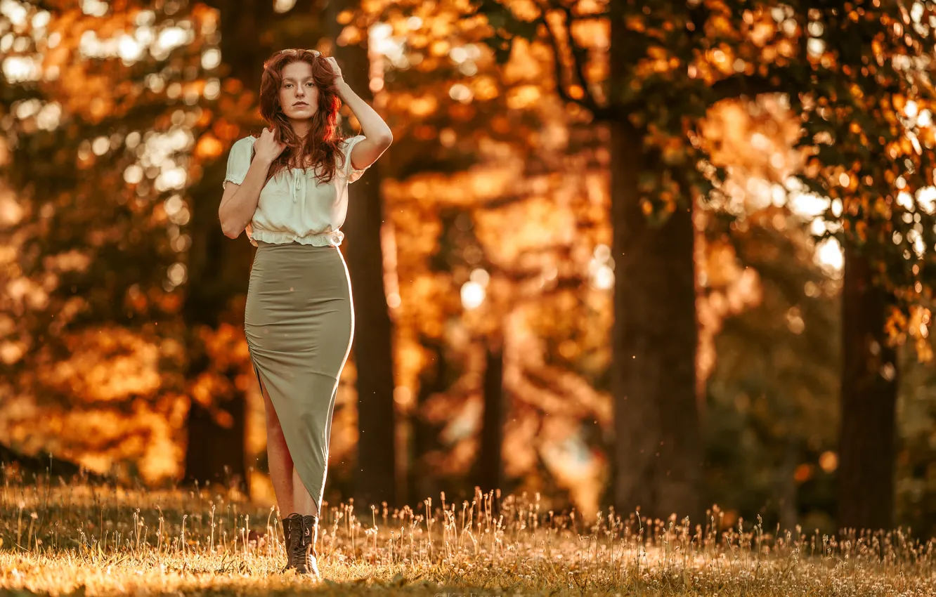 Фото обои девушка, природа, фон