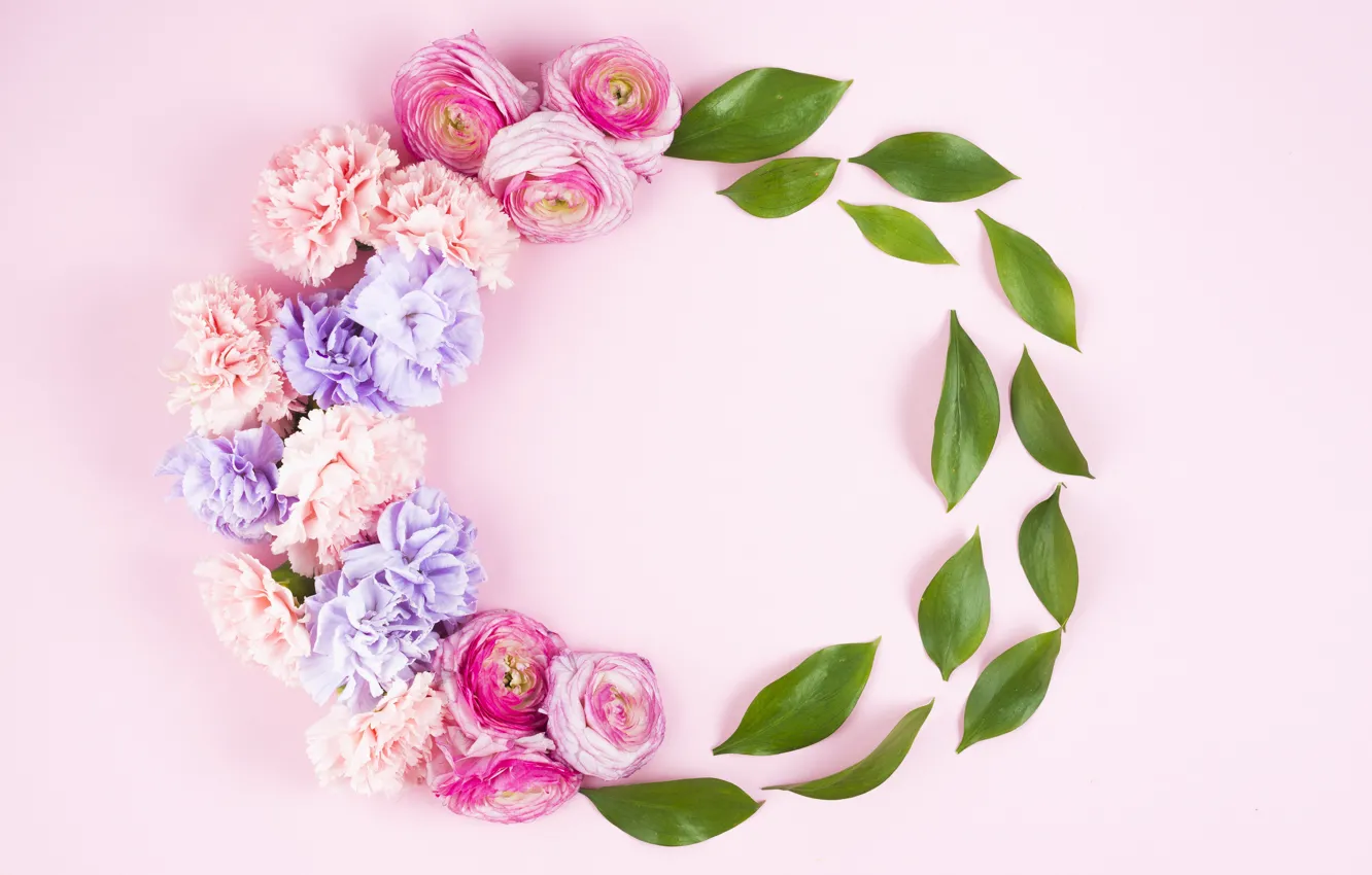 Фото обои листья, цветы, фон, розовый, розы, бутоны, fresh, pink