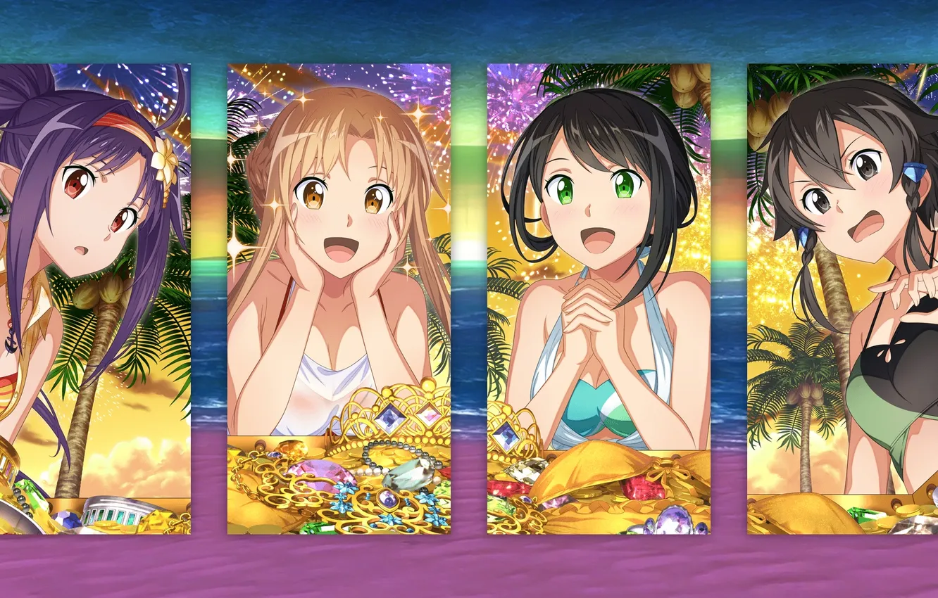 Фото обои удивление, аниме, anime, восторг, video game, Sword Art Online, anime girls, видео игры