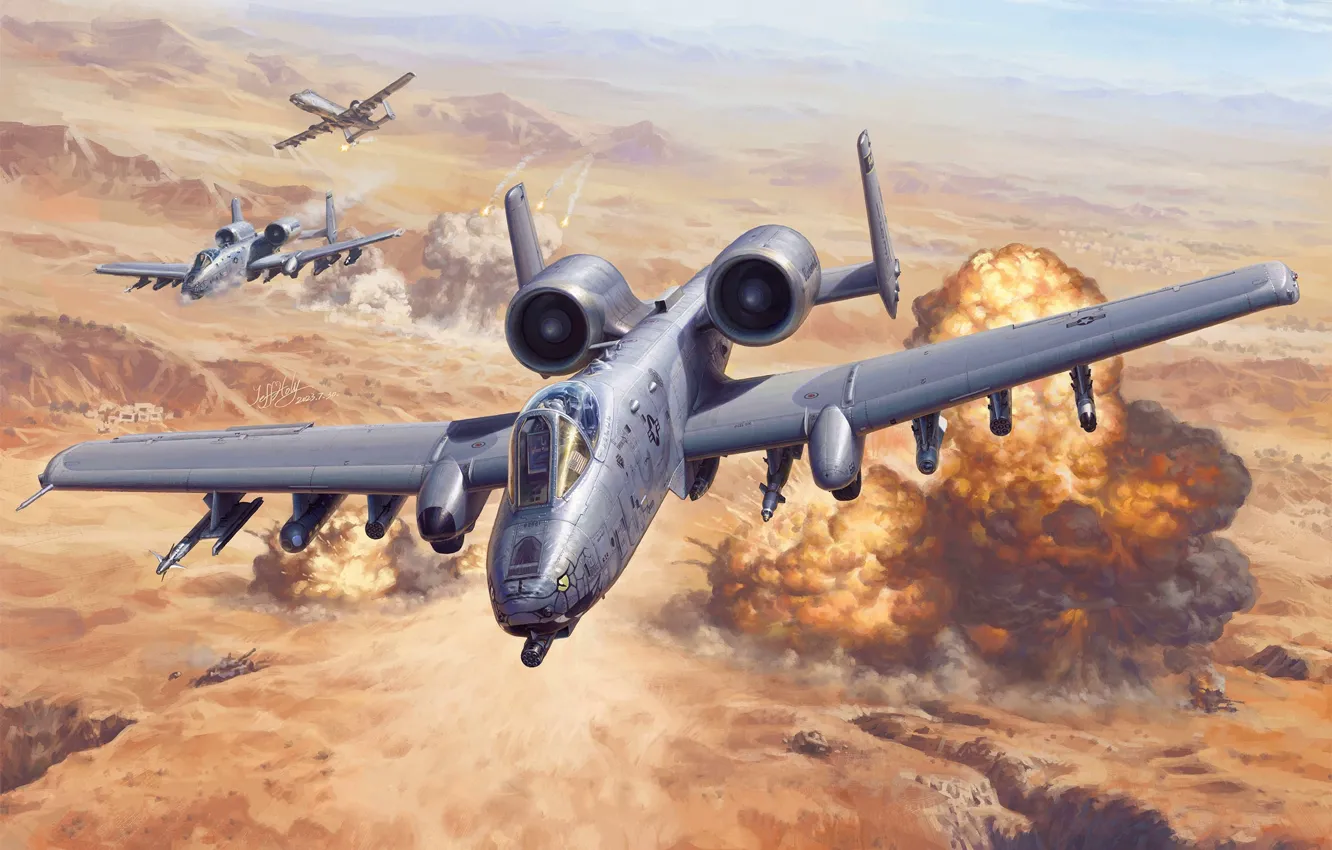 Фото обои США, Штурмовик, A-10C Thunderbolt II, US Airforce, Война в Ираке, Fairchild Republic A-10 Thunderbolt, Jeff …