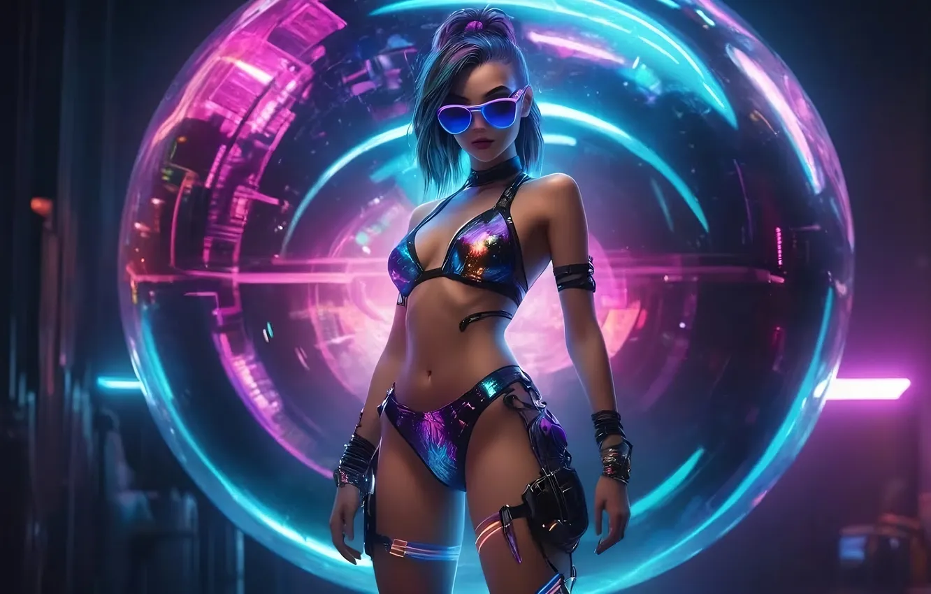 Фото обои girl, fantasy, cyberpunk, ai art