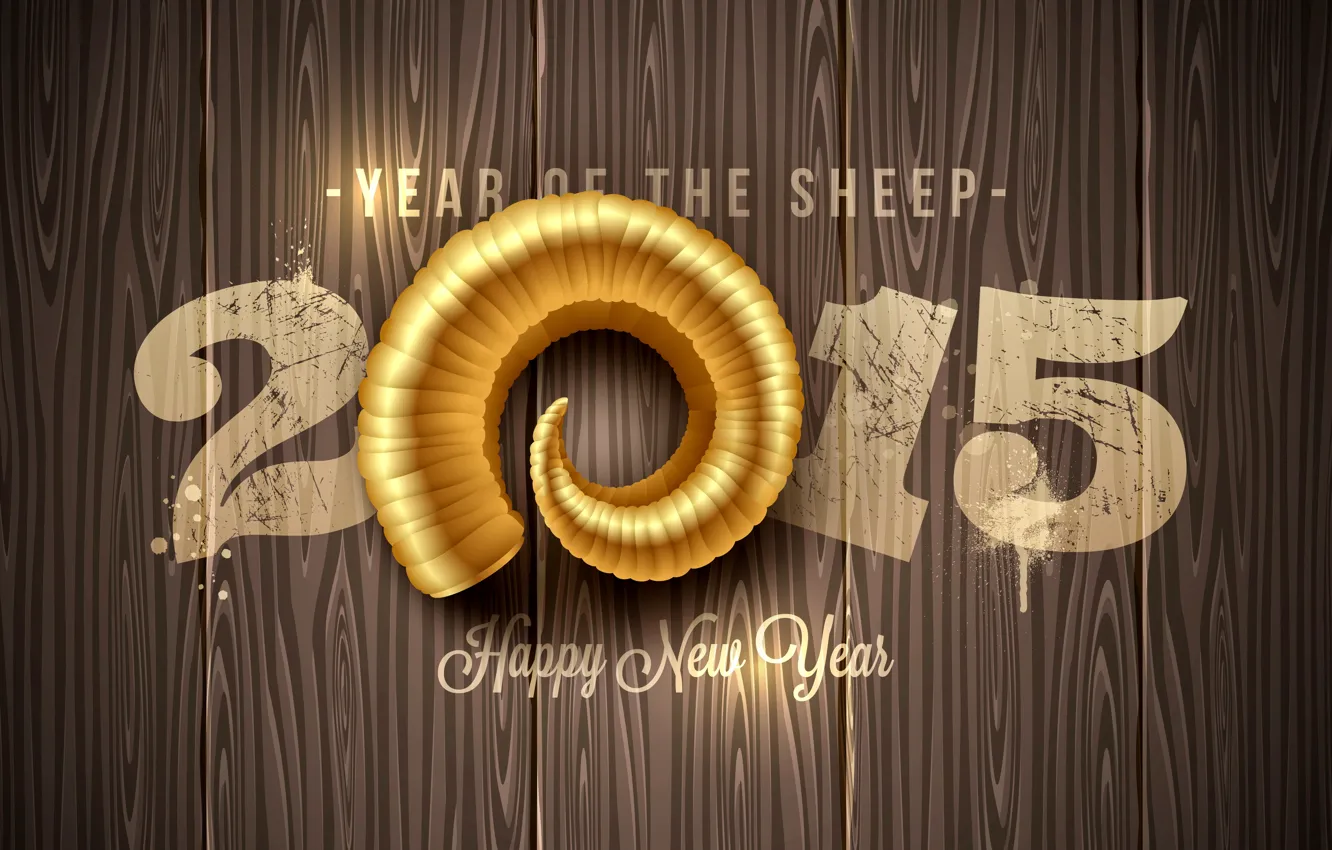 Фото обои Новый Год, golden, New Year, sheep, Happy, 2015, год овцы