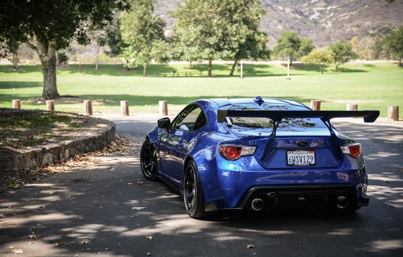 Фото обои Subaru, спорткар, синяя, вид сзади, blue, субару, brz, брз