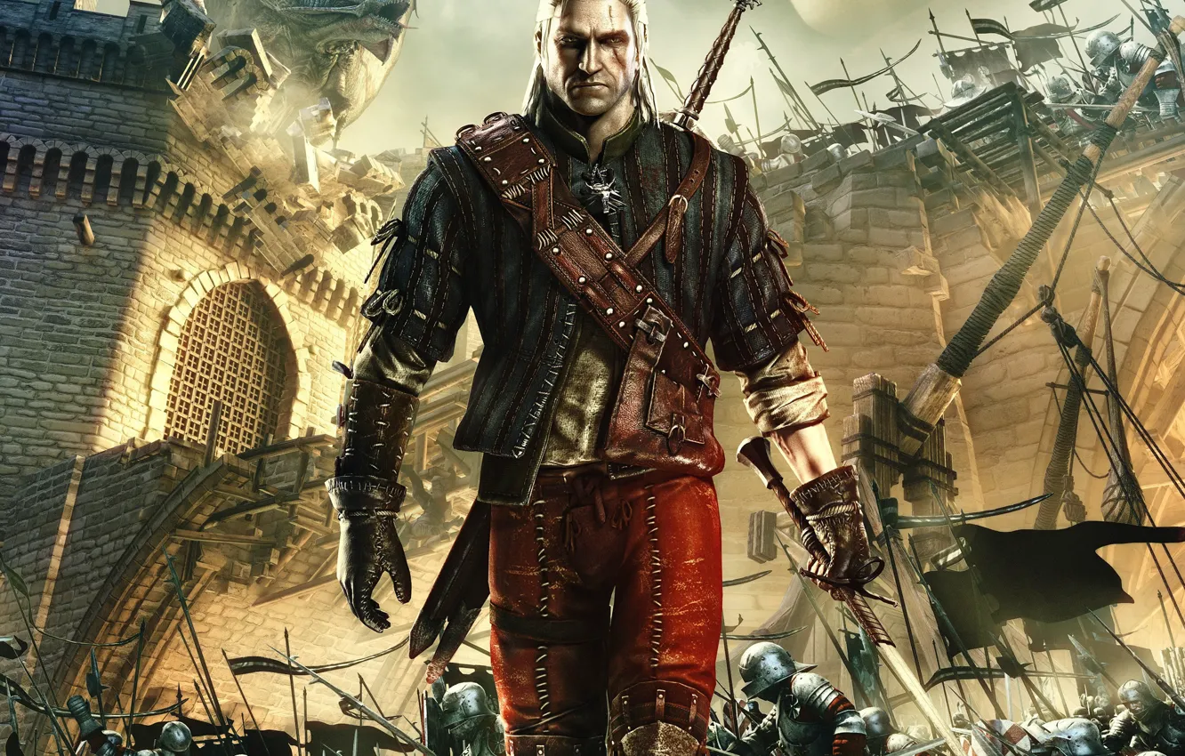 Фото обои The Witcher 2, Castle, Game, Assassins of Kings, Battle, The Witcher 2 Assassins of Kings
