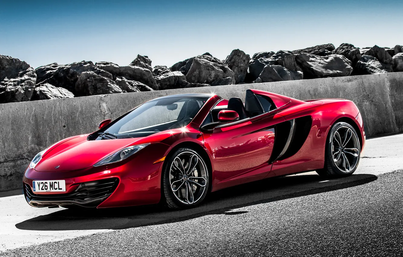 Фото обои красный, McLaren, red, Spyder, MP4-12C, спайдер