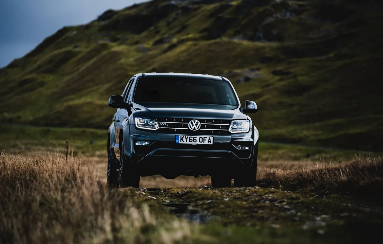 Фото обои Volkswagen, пикап, Amarok, Black Edition, 2019, передом