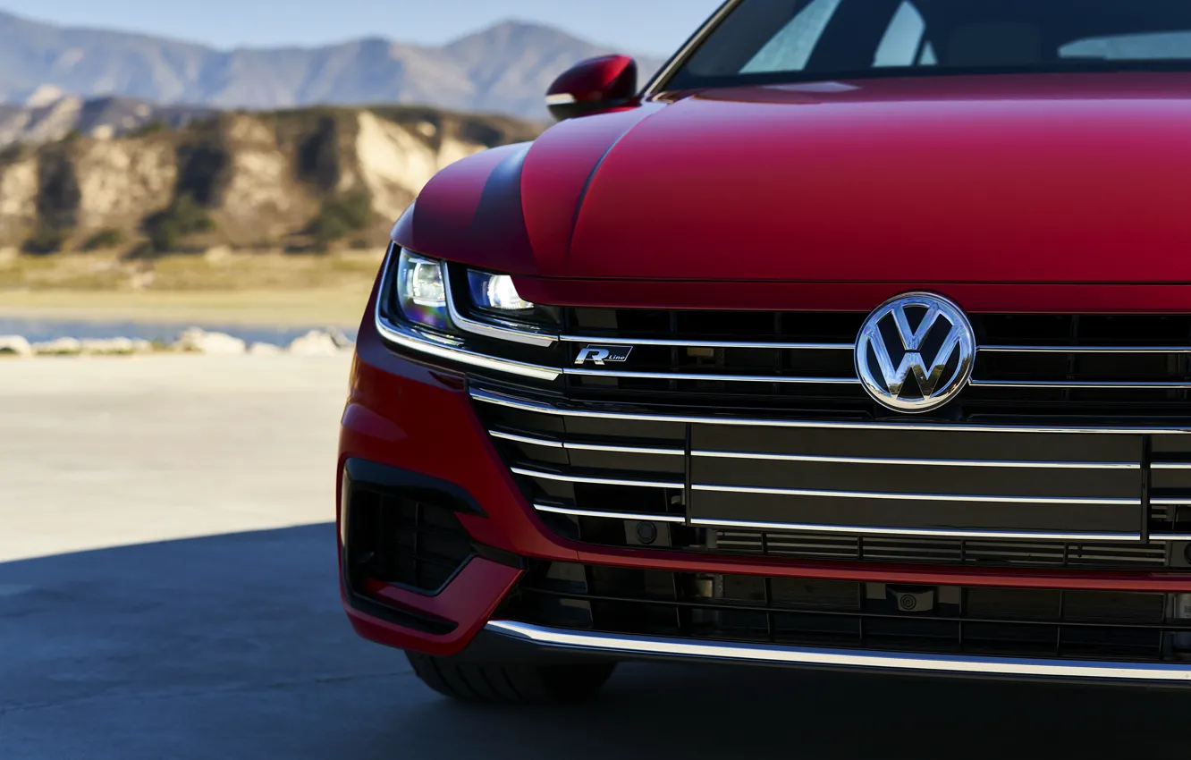 Фото обои красный, Volkswagen, решётка, лифтбэк, Arteon, 2019, SEL Premium R-Line