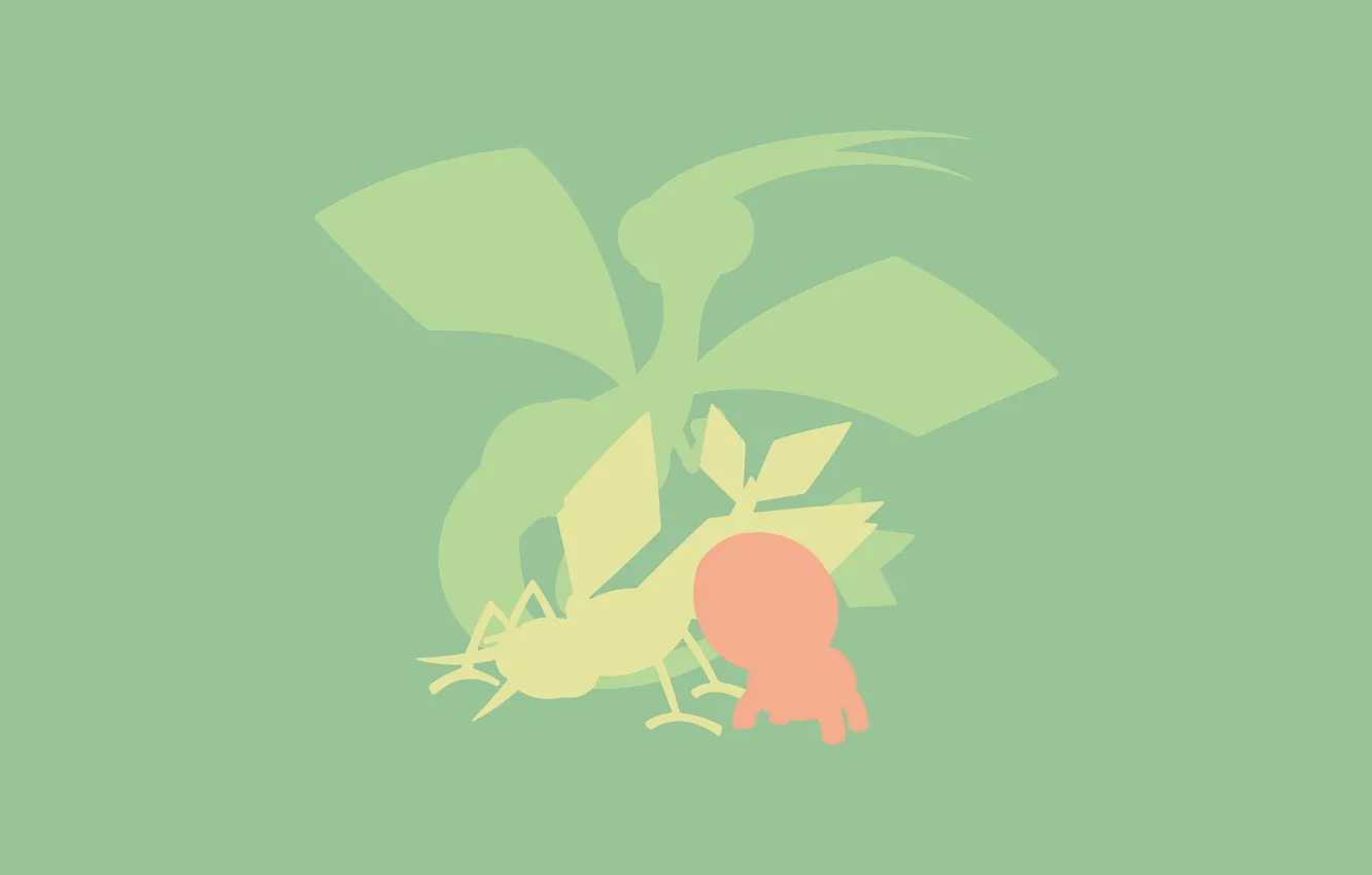 Фото обои фон, минимализм, Покемон, зелёный фон, Pokemon