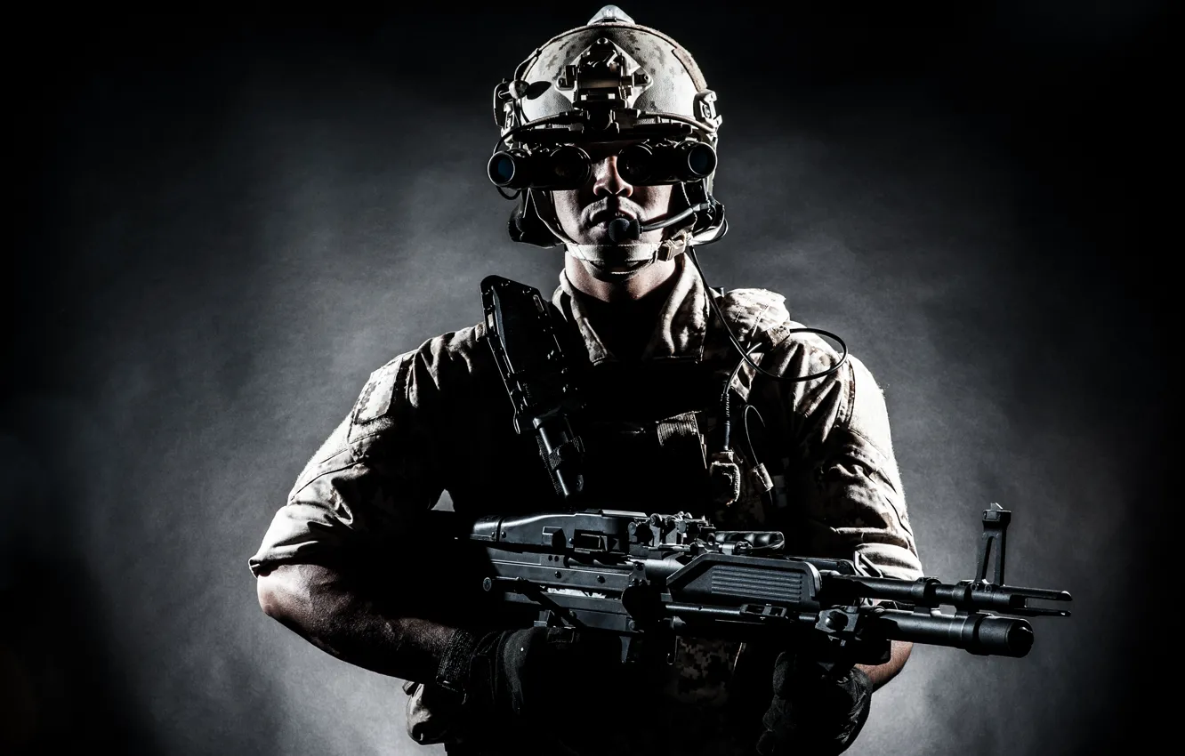 Фото обои soldier, military, equipment, firearm