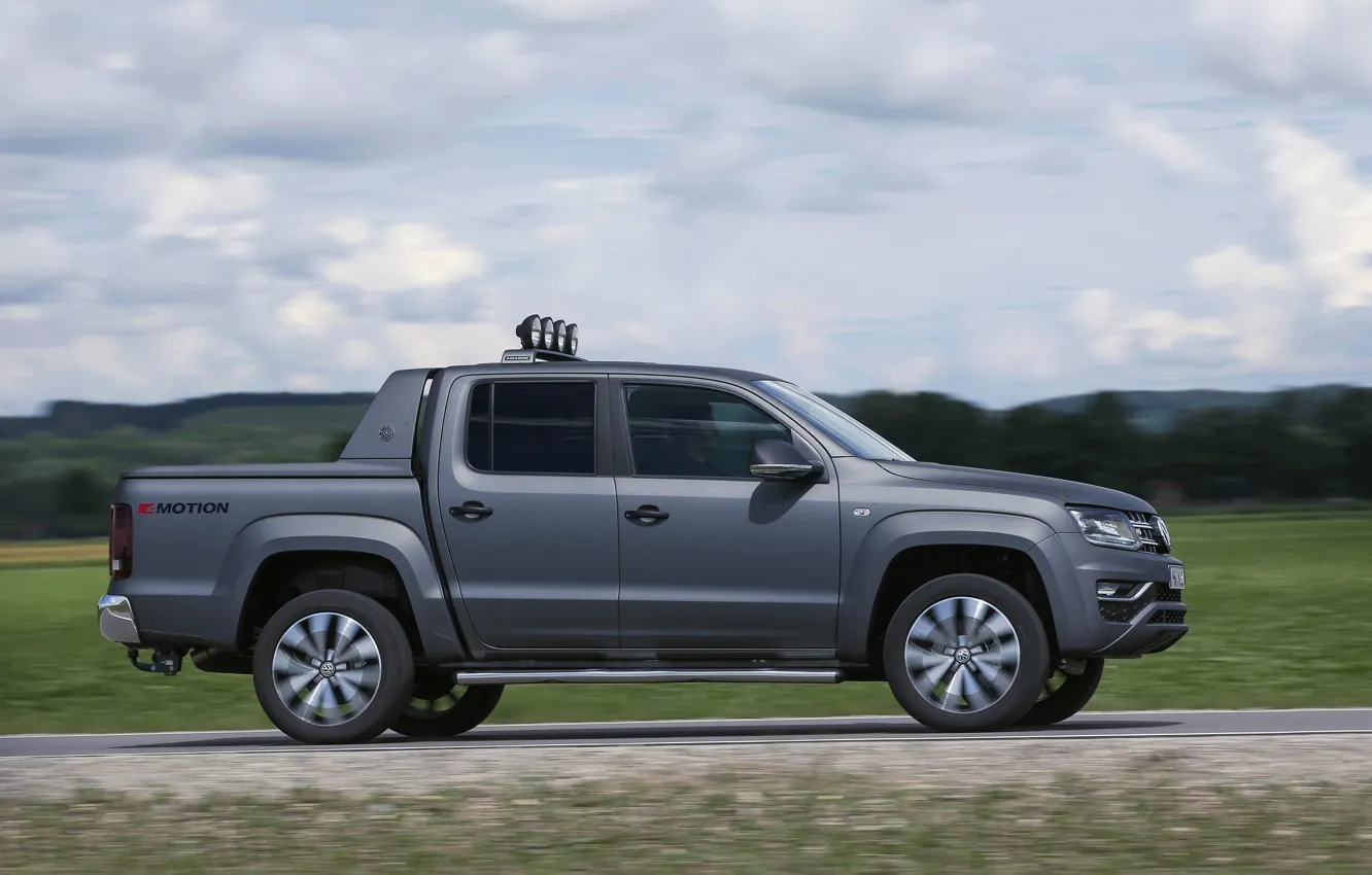 Фото обои Volkswagen, вид сбоку, пикап, Amarok, Double Cab, 2016, Aventura