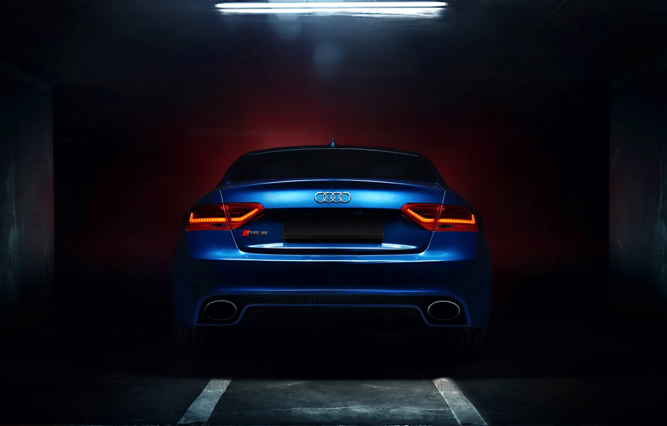 Фото обои Audi, Blue, Glow, RS5, Coupe, Tuning, Garage, Backlights