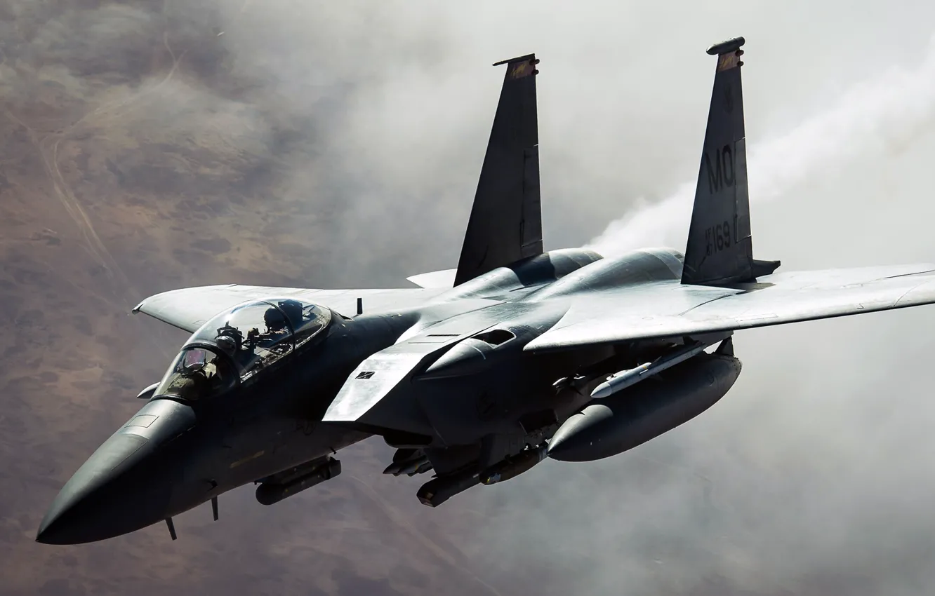 Фото обои ВВС США, F-15E, Strike Eagle, McDonnell Douglas, американский двухместный истребитель-бомбардировщи