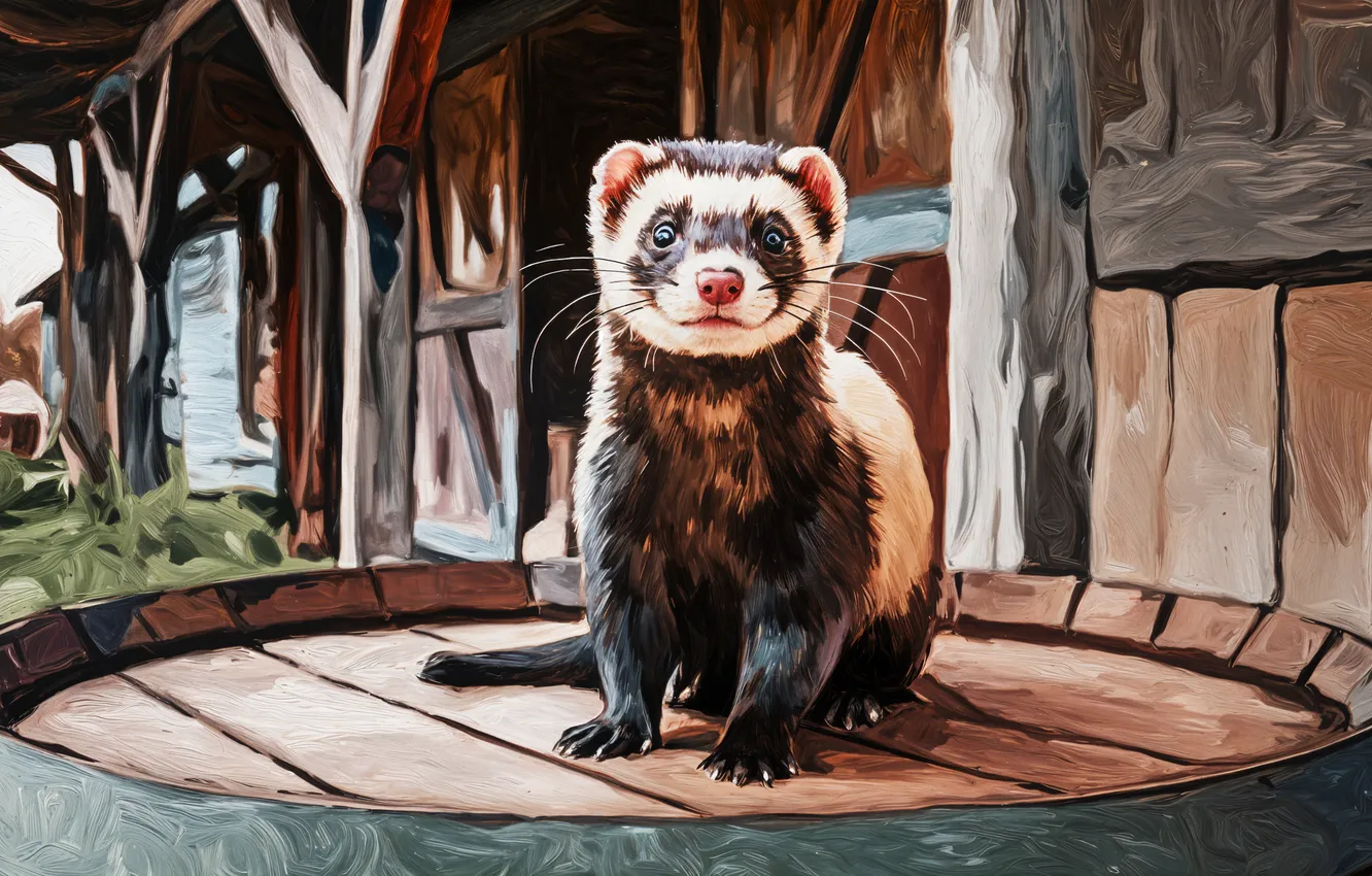 Фото обои animals, art, ferret