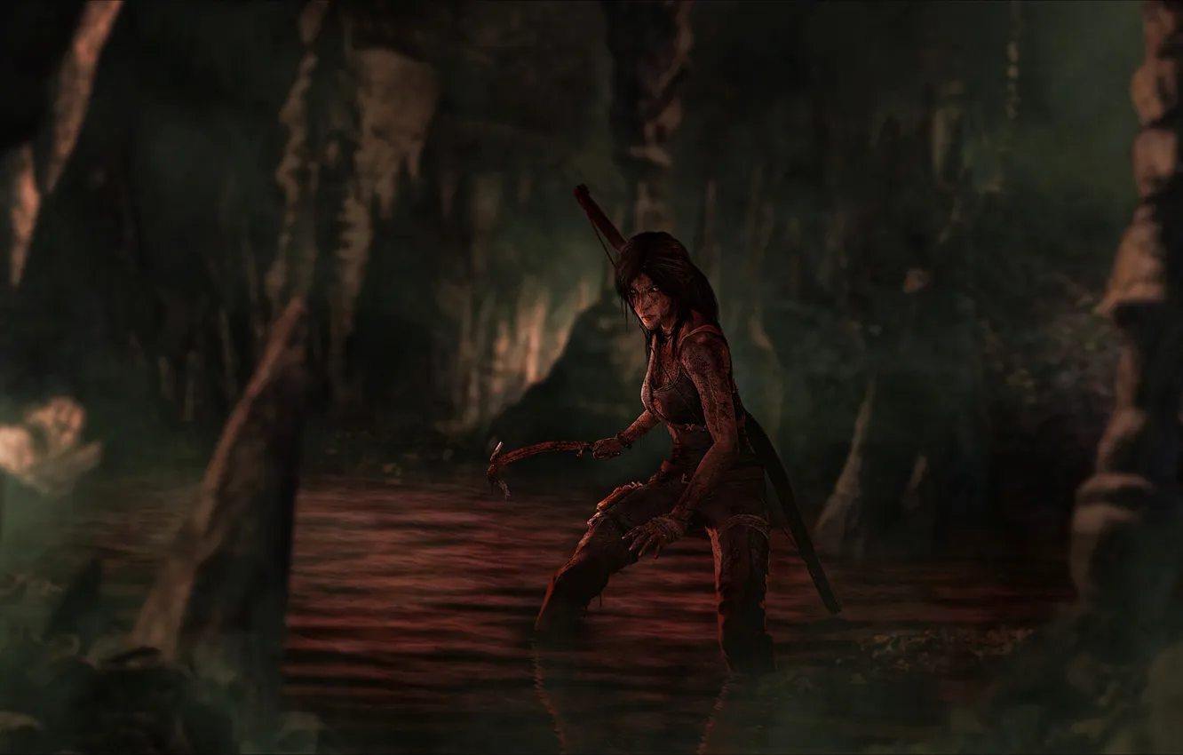 Фото обои кровь, Tomb Raider, пещера, reborn, ледоруб