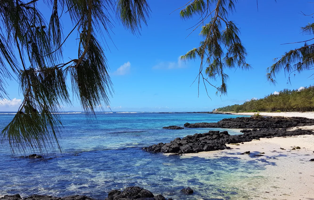 Фото обои песок, побережье, остров, Индийский океан, Маврикий, Mauritius, Indian Ocean