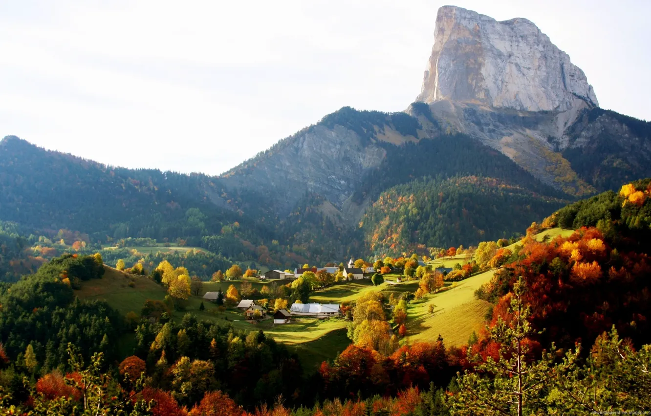 Фото обои сельских, Осенью, горных