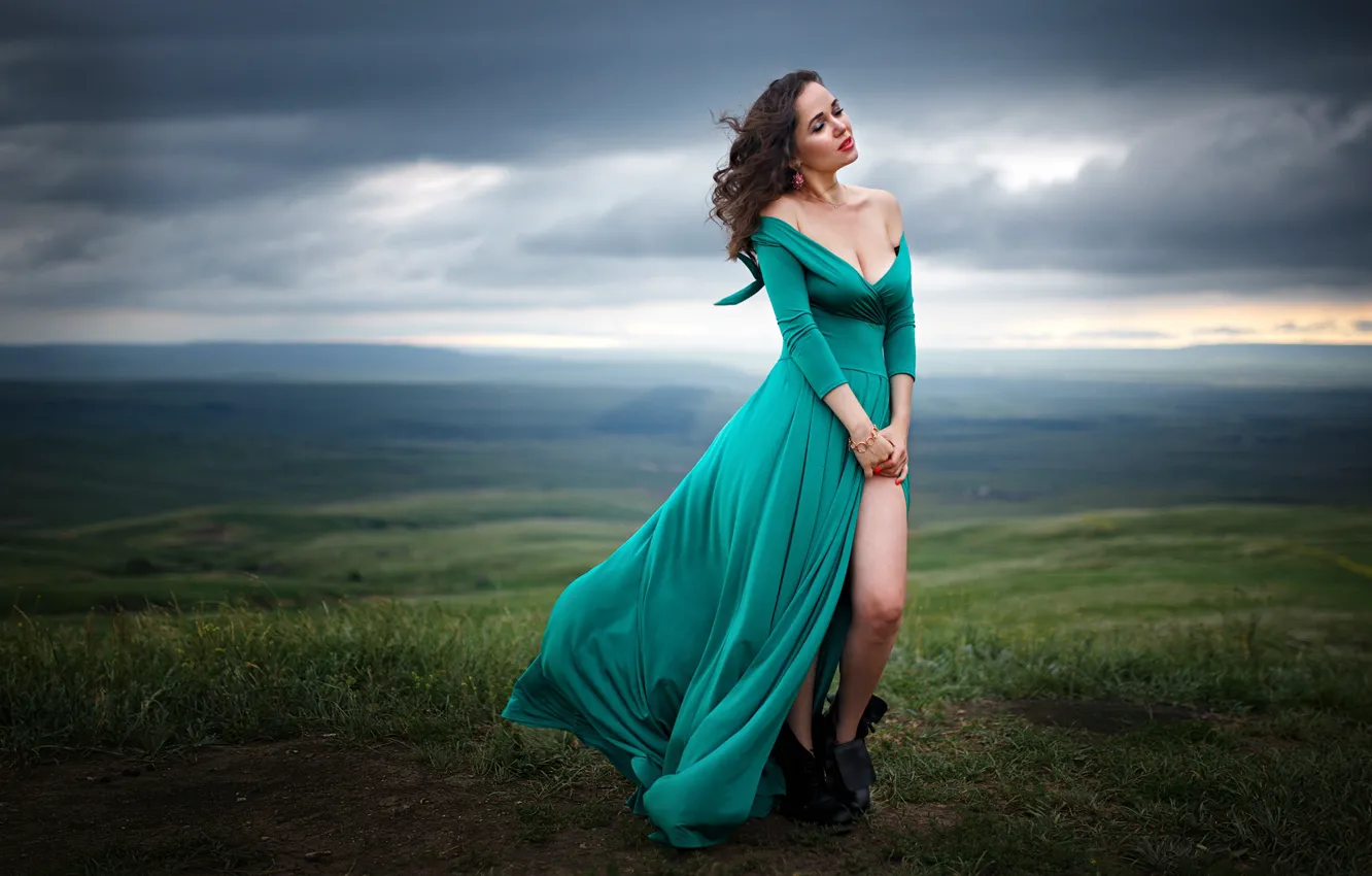 Фото обои природа, платье, красиво, длинные волосы, Алексей Юрьев, Alexey Yuryev