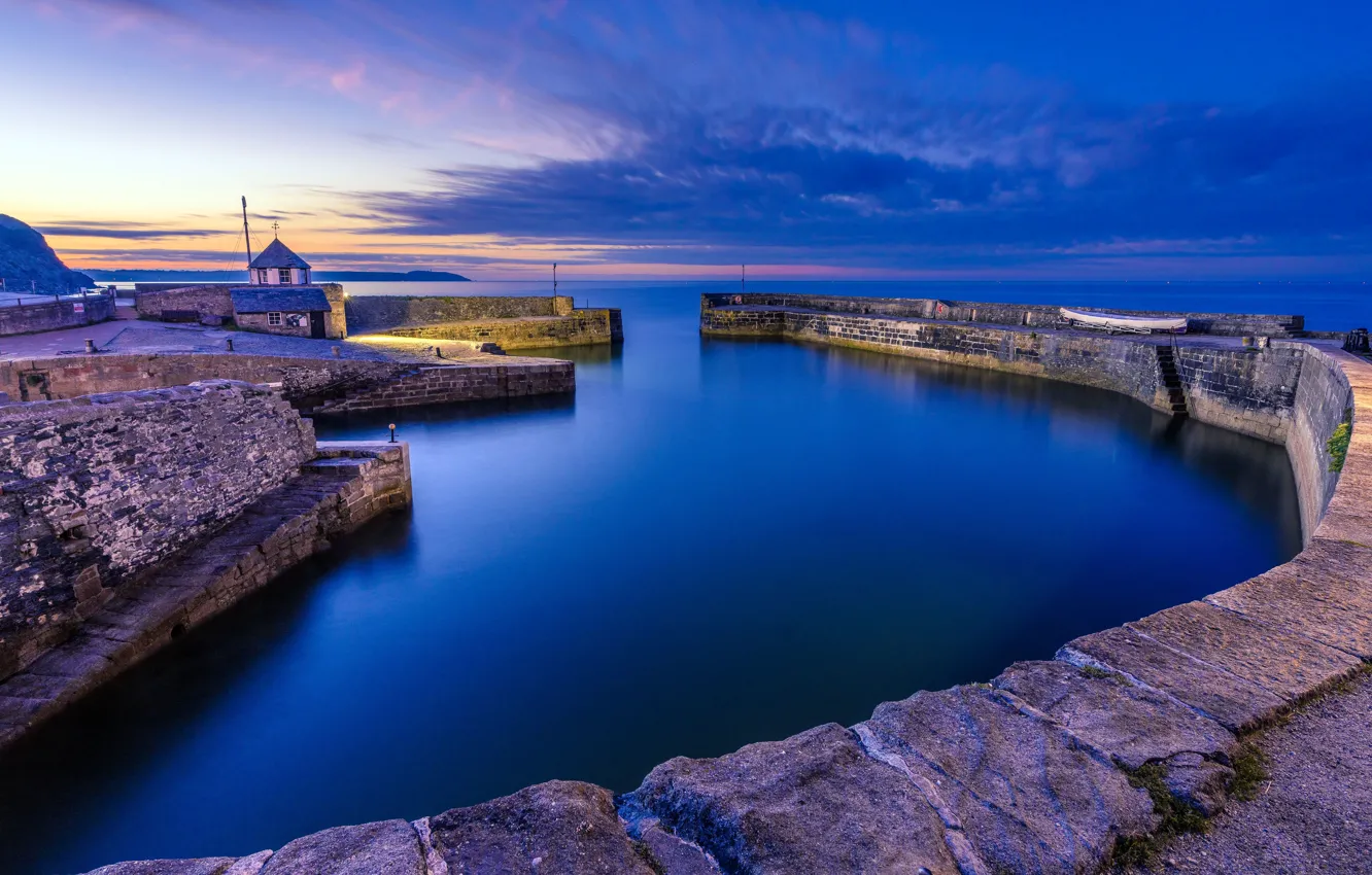 Фото обои Сумерки, Dusk, Портовый город, Чарльзтаун, Сент-Остелл, Charlestown, Port Town, Saint Austell