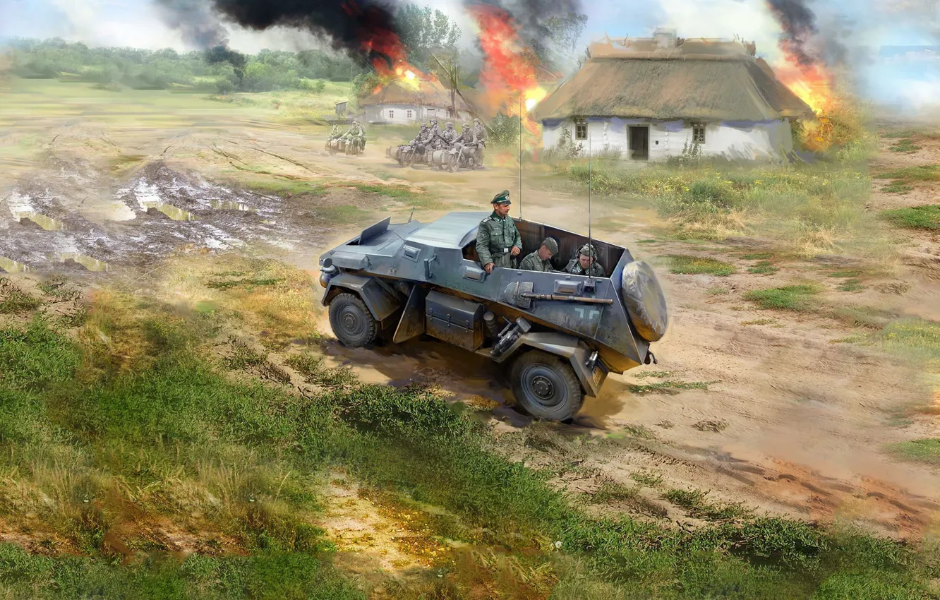 Фото обои Германия, бронеавтомобиль, вермахт, Иван Хивренко, Тяжелый, Автомобиль повышенной проходимости, Sd.Kfz.247 Ausf.B, штабной автомобиль