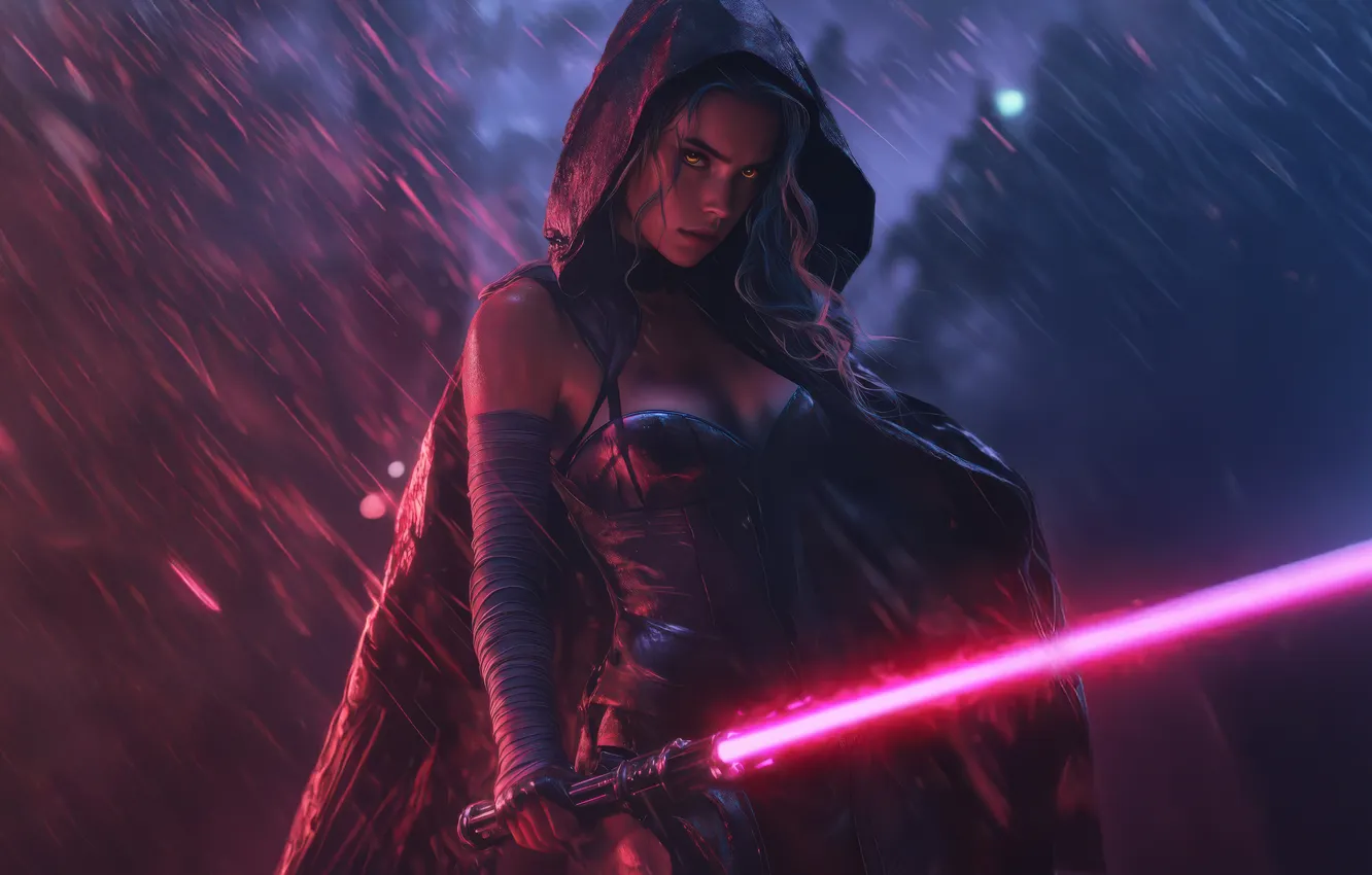 Фото обои red, lightsaber, sith, hooded, lord
