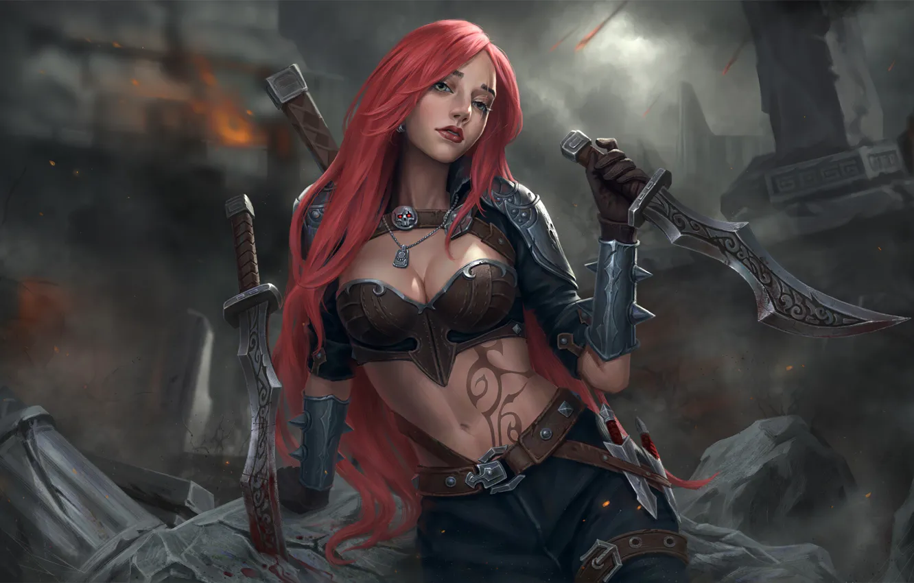 Фото обои Art, Game, League of Legends, Katarina, LoL, MOBA, Riot Games, Riot
