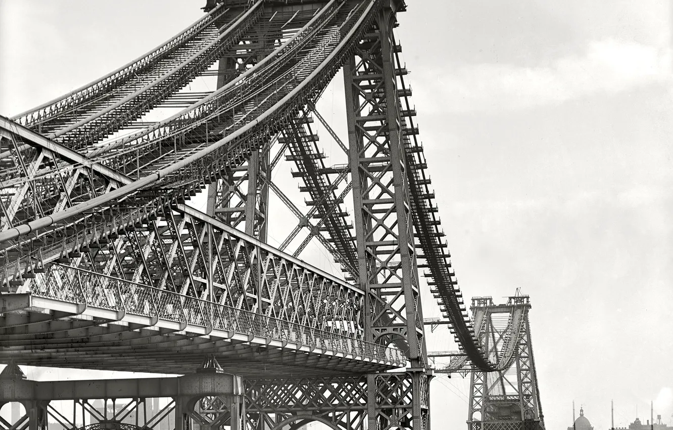 Фото обои мост, город, ретро, США, 1902-й год