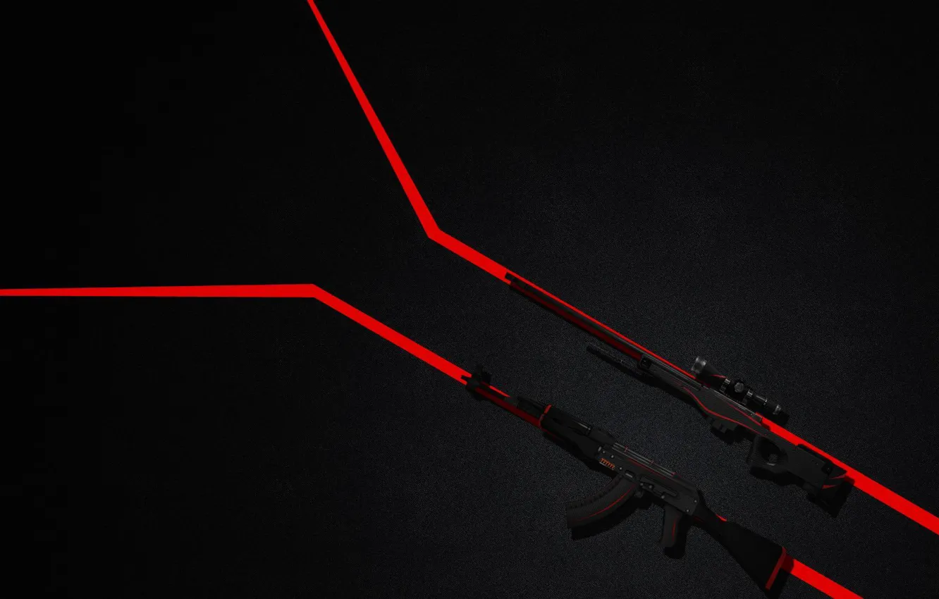 Фото обои ak-47, awp, CS:GO, красная линия