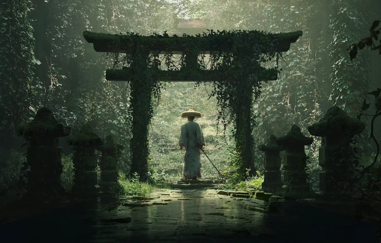 Фото обои Asian, digital, digital art, artwork, oriental, HD wallpaper, Asian architecture