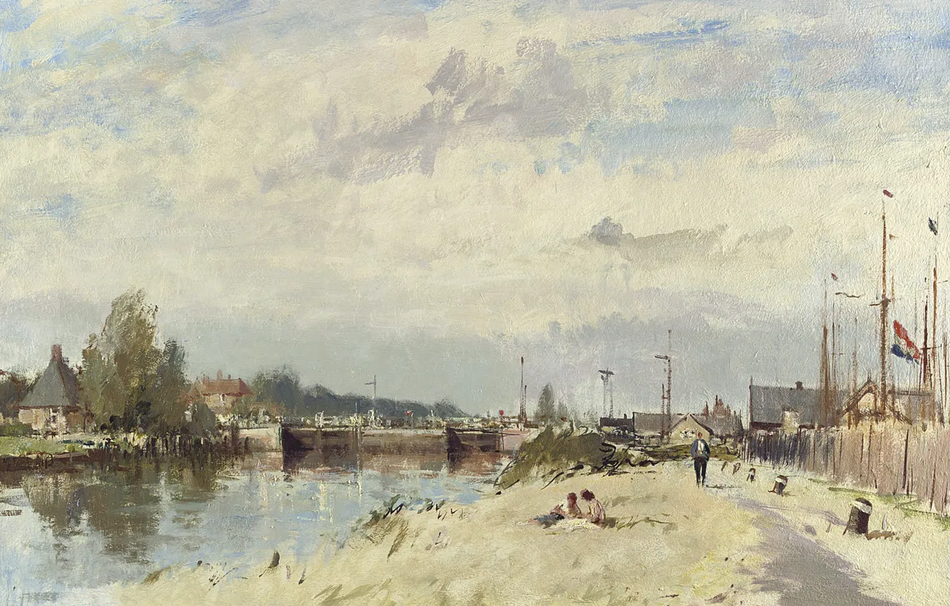 Фото обои пейзаж, картина, Эдуард Сиго, Вдоль Канала. Амстердам