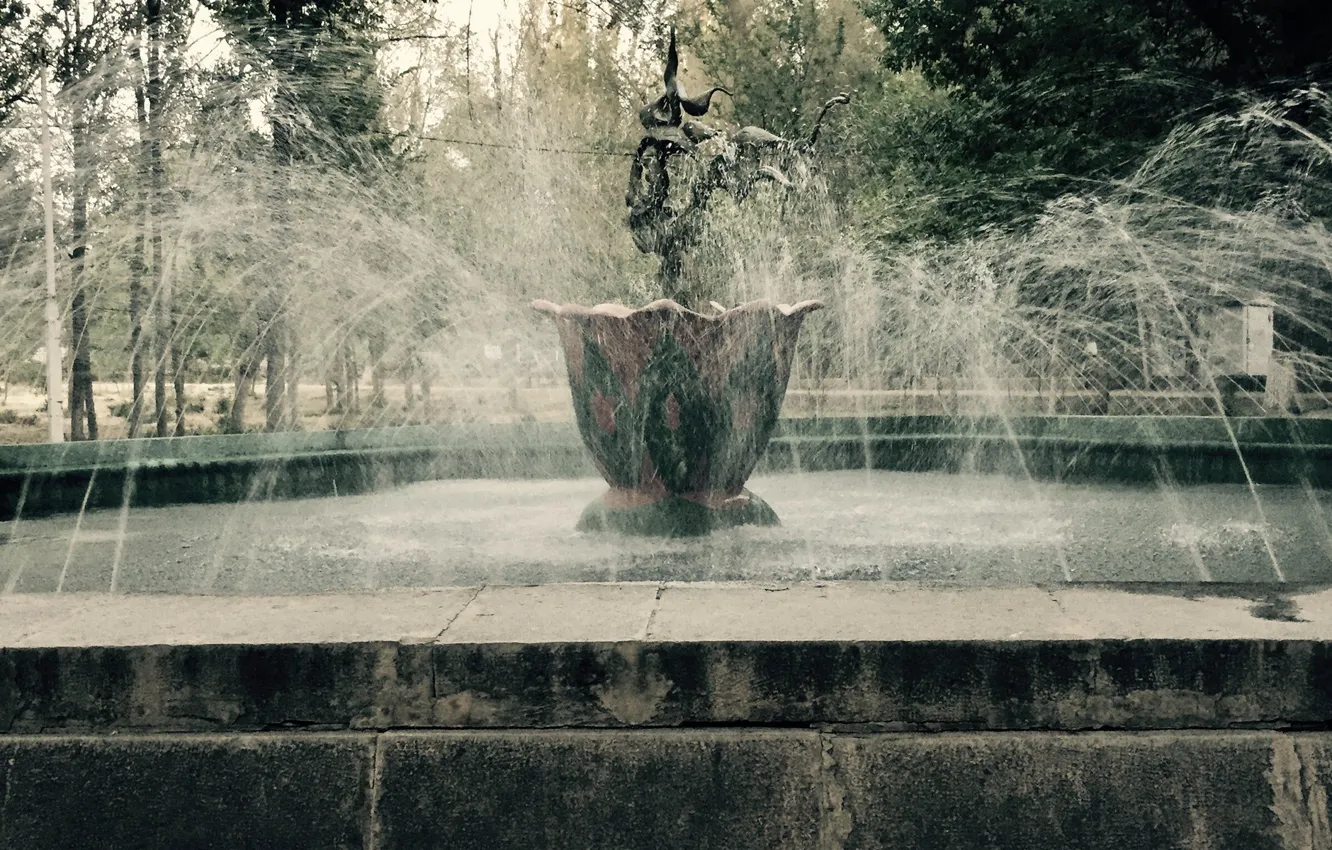 Фото обои фонтан, старый парк, Городской фонтан