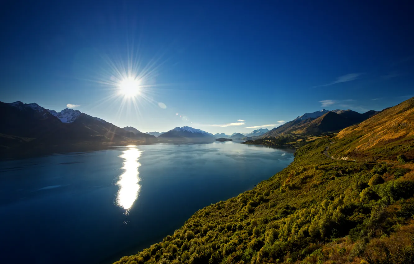 Фото обои горы, природа, озеро, Новая Зеландия, New Zealand, Lake Wakatipu